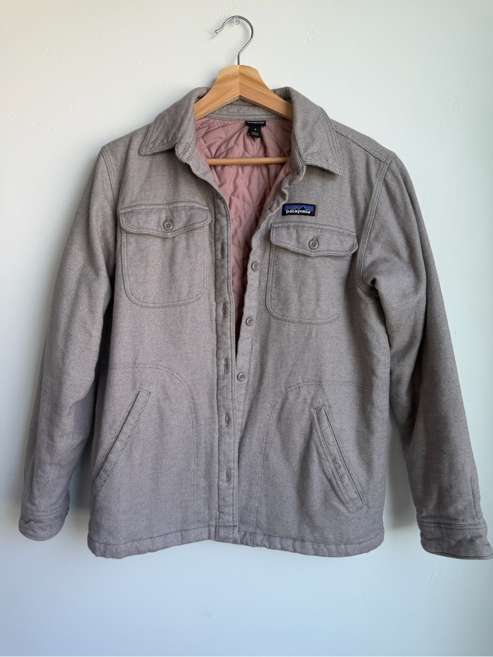 Patagonia W's Insulated Fjord Flannel Jacket in Jaspe Twist Furry Taupe